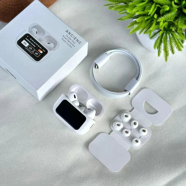 A9 Pro Touchscreen LED Earbuds โ ANC Wireless Earbuds with Smart Display & 48H Battery